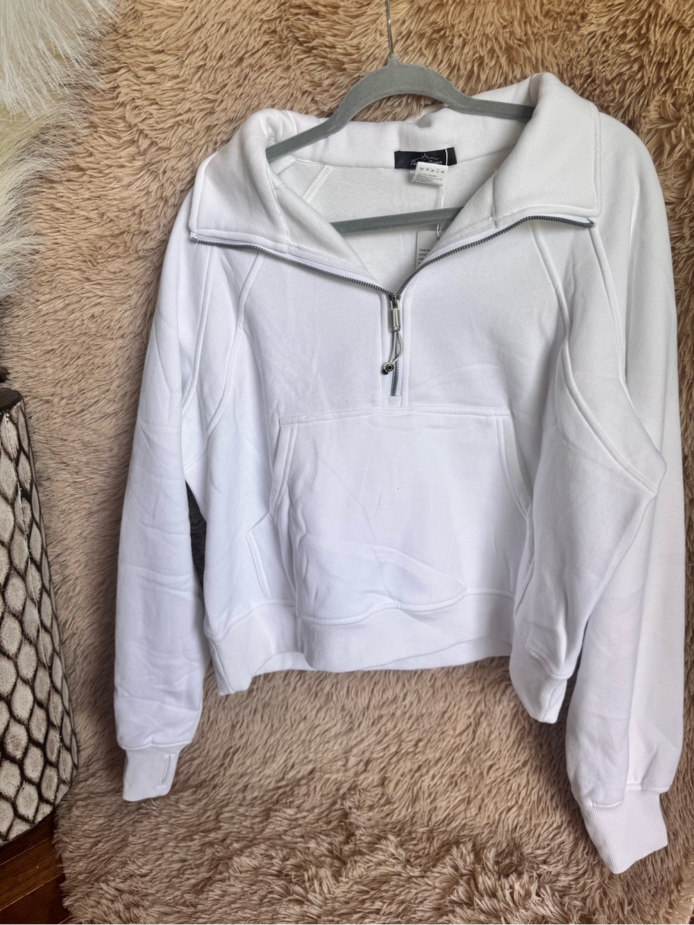 White Half-Zip Pullover Sweatshirt - Women